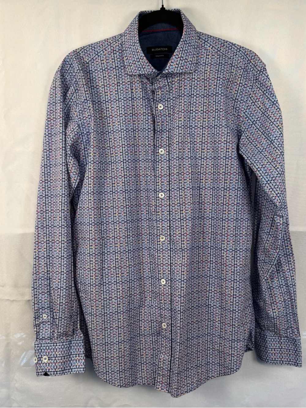 Bugatchi Shaped Fit Geometric Print Button Front Shirt Men’s Medium